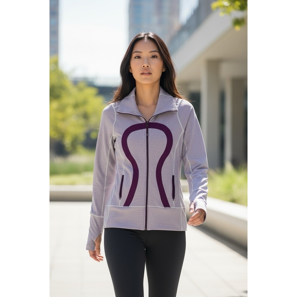 Lululemon Stride Jacket Women Size 6 Full Zip Thumbhole Plum Purple
